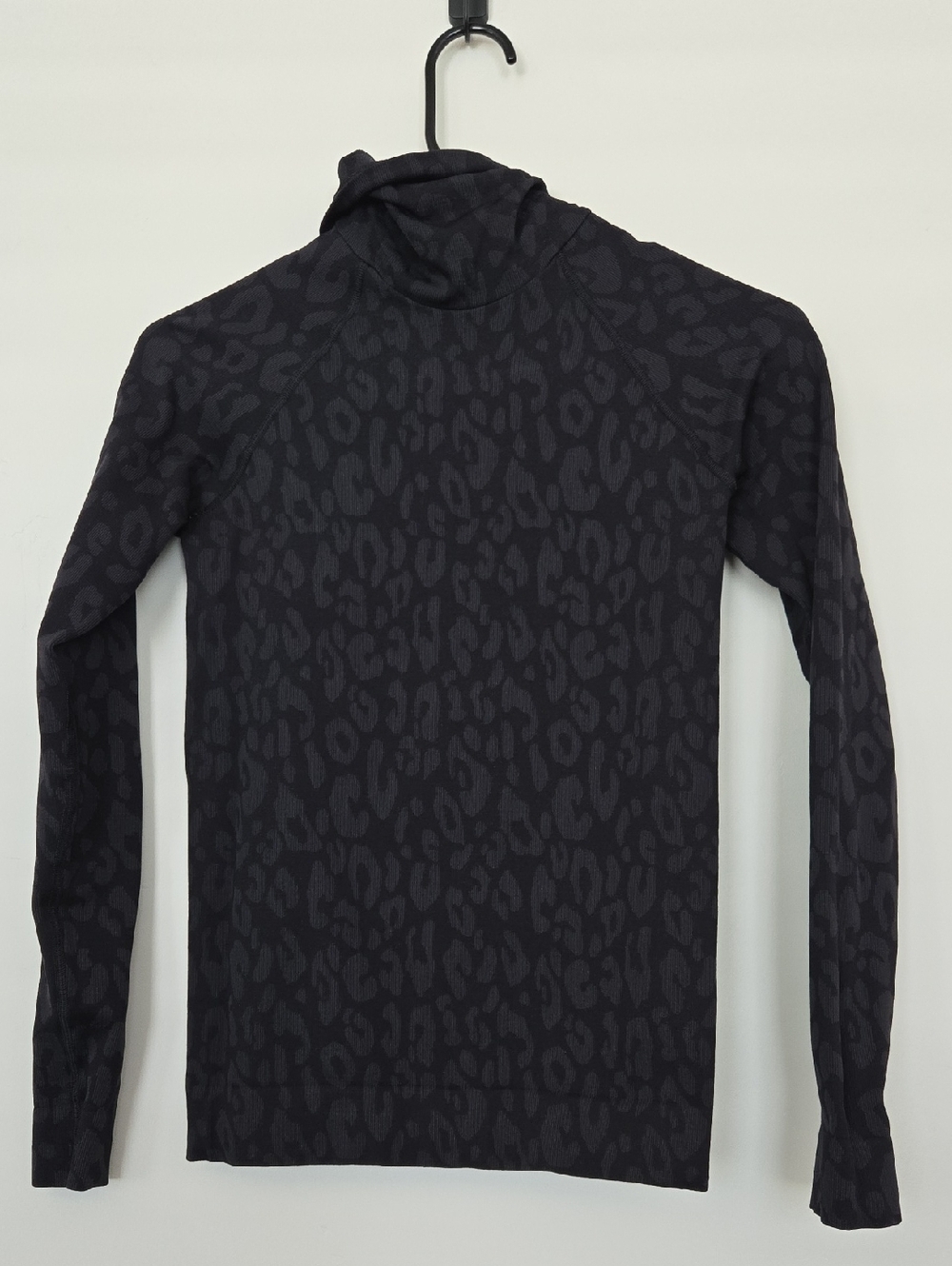 Sweaty Betty Charcoal Leopard-Print Turtleneck Sweater